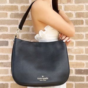 Kate Spade Large Hobo Tote Shoulder Bag Black Leather
